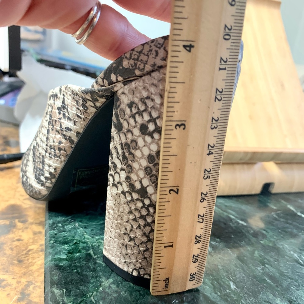 Snake Print Pointed Toe Mule Heels - image 6